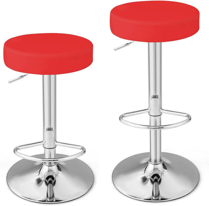 GiantexUK Bar Stools Set of 2, Swivel Height Adjustable Kitchen Stools with Metal Frame, Gas Lift