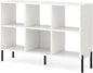 6 Cube Storage Bookcase, Wooden Freestanding Bookshelf Side Cabinet with Adjustable Shelves and 5 Metal Legs, 120x35x78cm