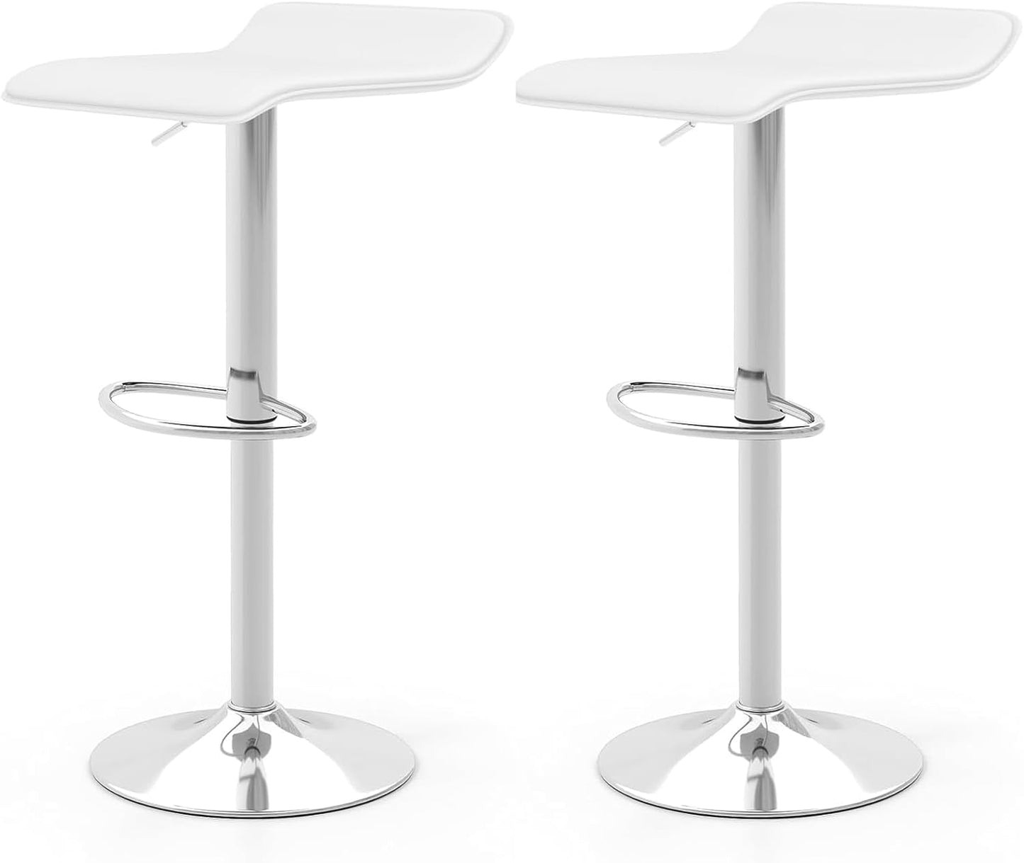 GiantexUK Bar Stools Set of 2, Height Adjustable Counter Stools with PU Leather Seat, Gas Lift, Rubber Ring & Footrest