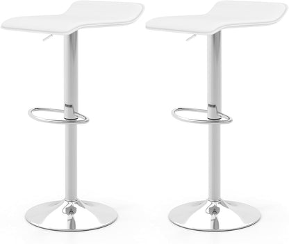 GiantexUK Bar Stools Set of 2, Height Adjustable Counter Stools with PU Leather Seat, Gas Lift, Rubber Ring & Footrest