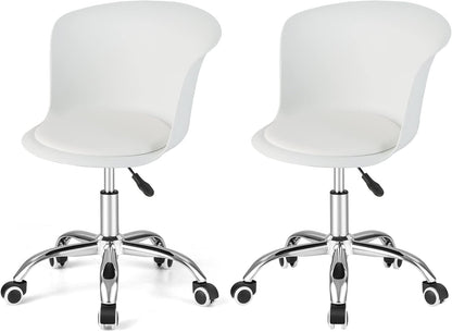 Set of 2 Office Chairs, Height Adjustable Swivel Computer Desk Chair with PU Leather Padded Seat