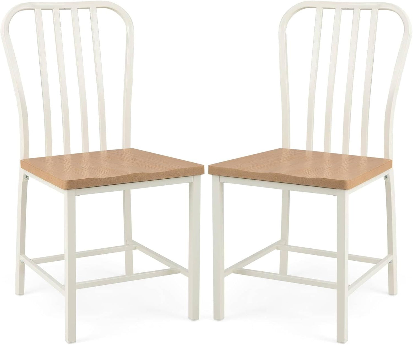 GiantexUK Dining Chairs Set of 2/4, Metal Frame Kitchen Chairs with Spindle Backrest, Footrests & Non-Slip Foot Pads