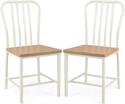 GiantexUK Dining Chairs Set of 2/4, Metal Frame Kitchen Chairs with Spindle Backrest, Footrests & Non-Slip Foot Pads