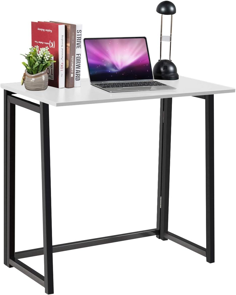 Folding Computer Desk, No-Assembly Simple PC Laptop Table Writing Workstation, 80 x 45 x 74cm