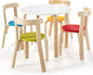 5-Piece Kids Table and Chair Set, Children Wooden Activity Table with 4 Curved Back Chairs