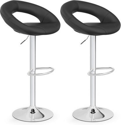 Bar Stools Set of 2, Height Adjustable Swivel Gas Lift Counter Chairs with Footrest