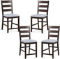 GiantexUK Bar Stools Set of 2/4, Upholstered Linen Fabric Barstools with Slatted Backrest, Footrests & Anti-Slip Foot Pads