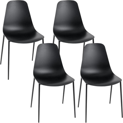 Set of 4 Dining Chair, Modern Leisure Kitchen Chairs with Curved Backrest, Wide Seat