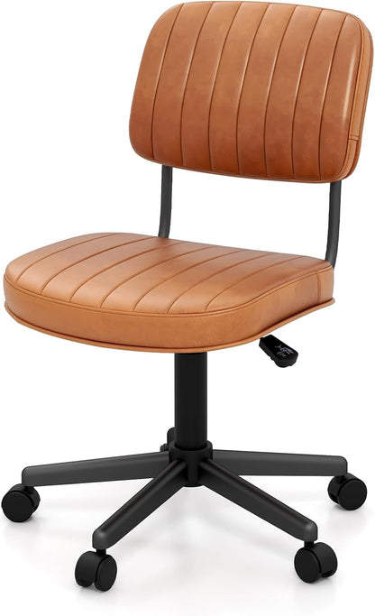 PU Leather Office Chair, Ergonomic Swivel Computer Desk Chair with Wheels