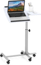 Mobile Laptop Table, Height Adjustable Overbed C-shaped Tray Table with Lockable Casters