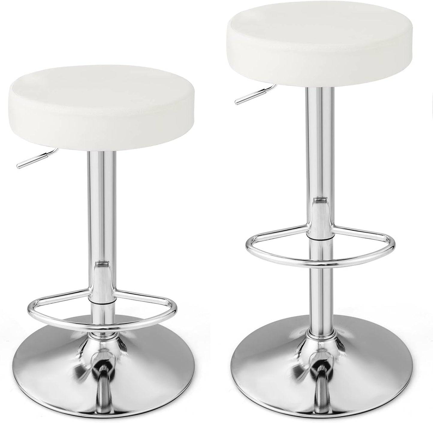 GiantexUK Bar Stools Set of 2, Swivel Height Adjustable Kitchen Stools with Metal Frame, Gas Lift