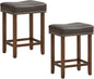 GiantexUK Bar Stools Set of 2, PU Leather Kitchen Saddle Stools with Rubber Wood Legs,44x33x60cm