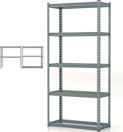 GiantexUK 4 Tier Garage Shelving Unit, Heavy Duty Adjustable Metal Shelves with Anti-tipping Device