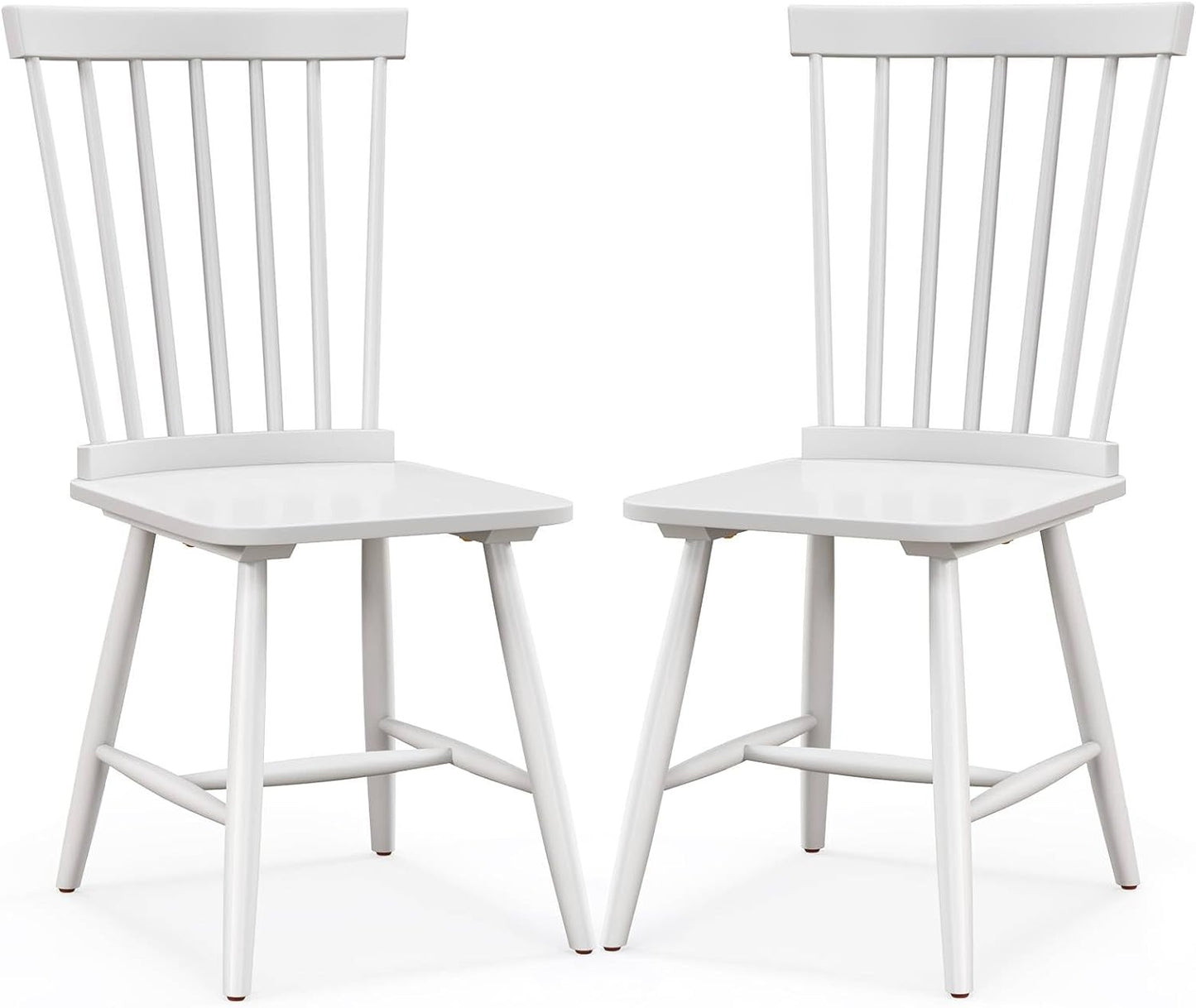 GiantexUK Dining Chairs Set of 2, Kitchen Chairs with Slatted Backrest, Rubber Wood Legs & Anti-Slip Foot Pads