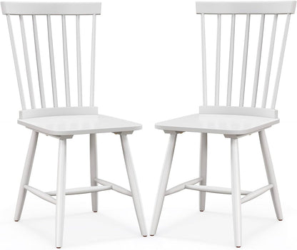 GiantexUK Dining Chairs Set of 2, Kitchen Chairs with Slatted Backrest, Rubber Wood Legs & Anti-Slip Foot Pads