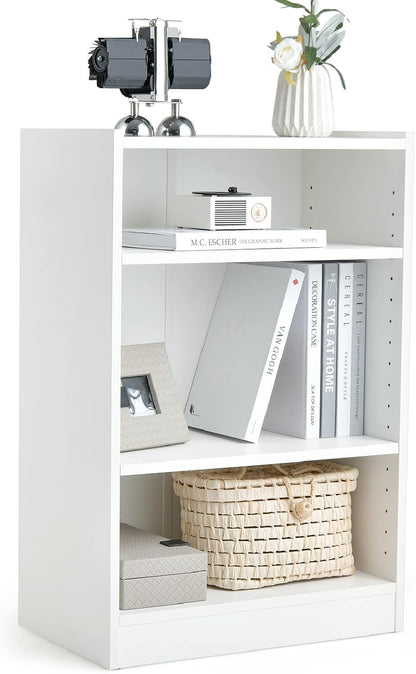 3-Tier Cube Bookcase, Wooden Storage Bookshelf Open Shelving Unit with Adjustable Shelves and Anti-Toppling Device