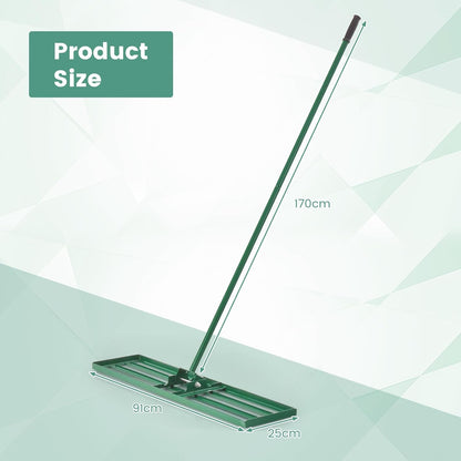 GiantexUK Lawn Leveling Rake 30/36/42” x 10”, Powder Coated Steel Lawn Leveller with 77” Long Handle