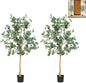 GiantexUK Artificial Eucalyptus Tree, 140cm/165cm Faux Eucalyptus Plant with Silver Dollar Leaves and Cement Pot