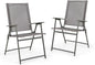 GiantexUK Patio Folding Chairs Set of 2/4, Metal Frame High Back Bistro Dining Chair with Armrest