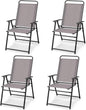 GiantexUK Folding Garden Chairs Set of 2/4, Metal Frame Dining Chairs with High Backrest, Armrests & Anti-slip Foot Pads