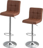 GiantexUK Swivel Bar Stools Set of 2, Upholstered Height Adjustable Barstools with Backrest, Footrest