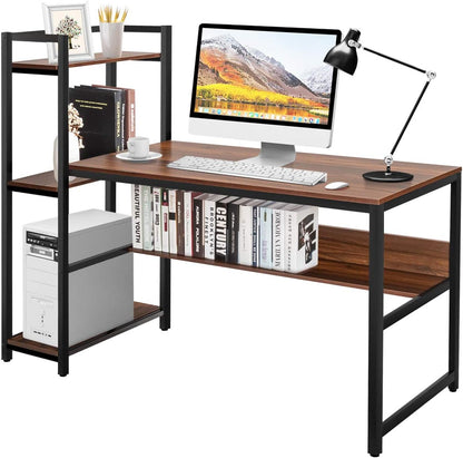 Computer Desk, 2-in-1 Workstation PC Laptop Table with Storage Bookshelf, 150 x 60 x 120cm