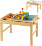 2-in-1 Kids Activity Table, Wooden Children Building Blocks Table with Reversible Tabletop