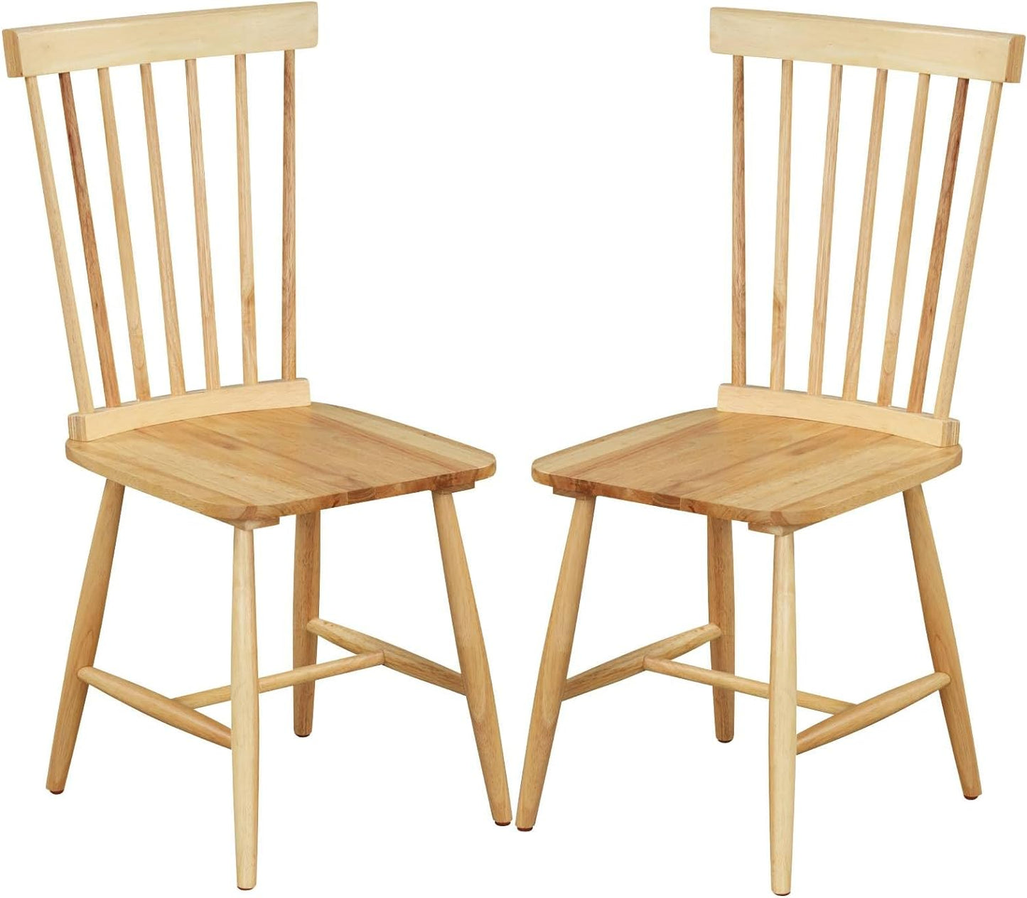 GiantexUK Dining Chairs Set of 2, Kitchen Chairs with Slatted Backrest, Rubber Wood Legs & Anti-Slip Foot Pads