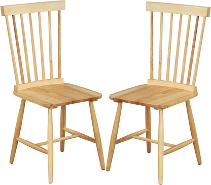 GiantexUK Dining Chairs Set of 2, Kitchen Chairs with Slatted Backrest, Rubber Wood Legs & Anti-Slip Foot Pads