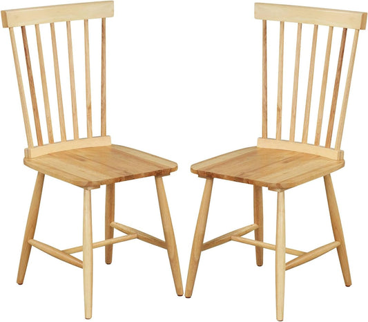 GiantexUK Dining Chairs Set of 2, Kitchen Chairs with Slatted Backrest, Rubber Wood Legs & Anti-Slip Foot Pads