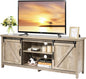 Farmhouse TV Stand for TVs up to 60 Inches, Wooden TV Cabinet Media Entertainment Center with Sliding Barn Door and Storage Shelves