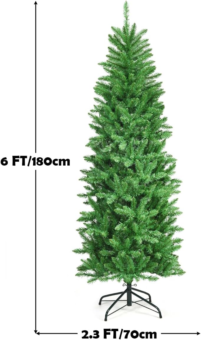 GiantexUK 5FT/6FT Pre Lit Premium Christmas Tree, Green Xmas Tree with 150/250 LED Lights