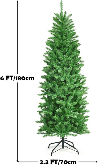 GiantexUK 5FT/6FT Pre Lit Premium Christmas Tree, Green Xmas Tree with 150/250 LED Lights