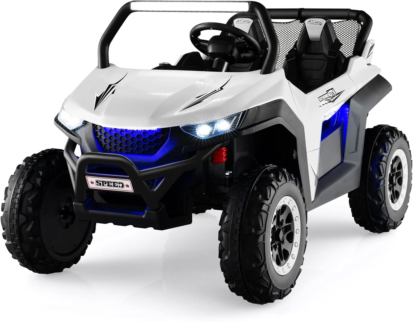 12V Kids Electric Ride On UTV, 2-Seater Battery Powered Off-road Truck with Remote Control, Bluetooth, LED Light, Music, MP3/USB/FM