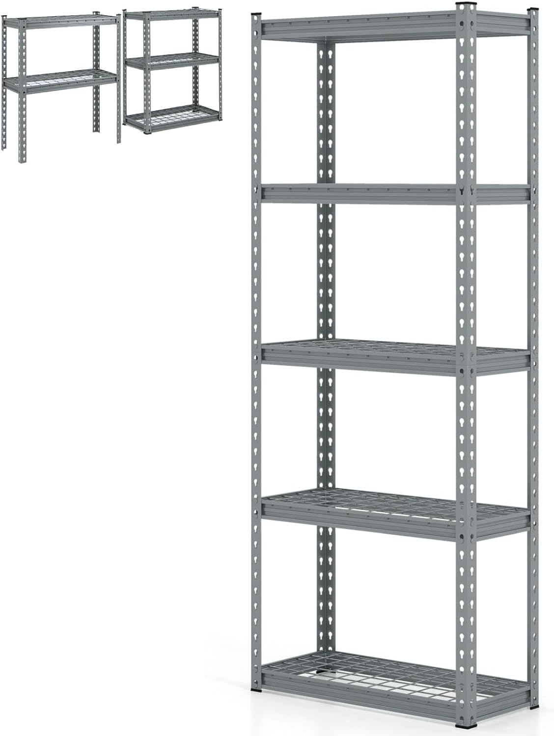 GiantexUK 5 Tier Garage Shelving Unit, Heavy Duty Adjustable Metal Shelves with Anti-tipping Device