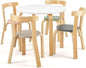 5-Piece Kids Table and Chair Set, Children Wooden Activity Table with 4 Curved Back Chairs