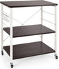 GiantexUK Kitchen Baker's Rack, 3 Tier Serving Cart Microwave Stand with Shelves, Lockable Wheels, 2 Adjustable Shelves