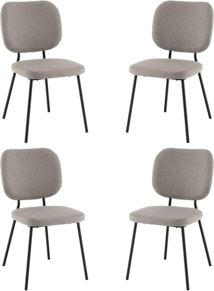 GiantexUK Dining Chairs Set of 2/4, Upholstered Linen Fabric Kitchen Chairs with Metal Legs, Padded Seat & Backrest, without Armrest