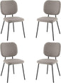 GiantexUK Dining Chairs Set of 2/4, Upholstered Linen Fabric Kitchen Chairs with Metal Legs, Padded Seat & Backrest, without Armrest