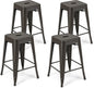 GiantexUK Bar Stools Set of 4, 61CM Seat Height Stackable Metal Kitchen Chairs with Handles (61CM High without Back)