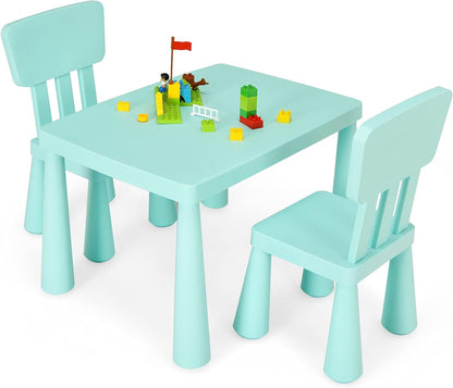 Kids Table and Chair Set, Children Multi Activity Desk with 2 Chairs, for Eating, Drawing, Writing, Craft, Snack Time, 77 x 55 x 50 cm