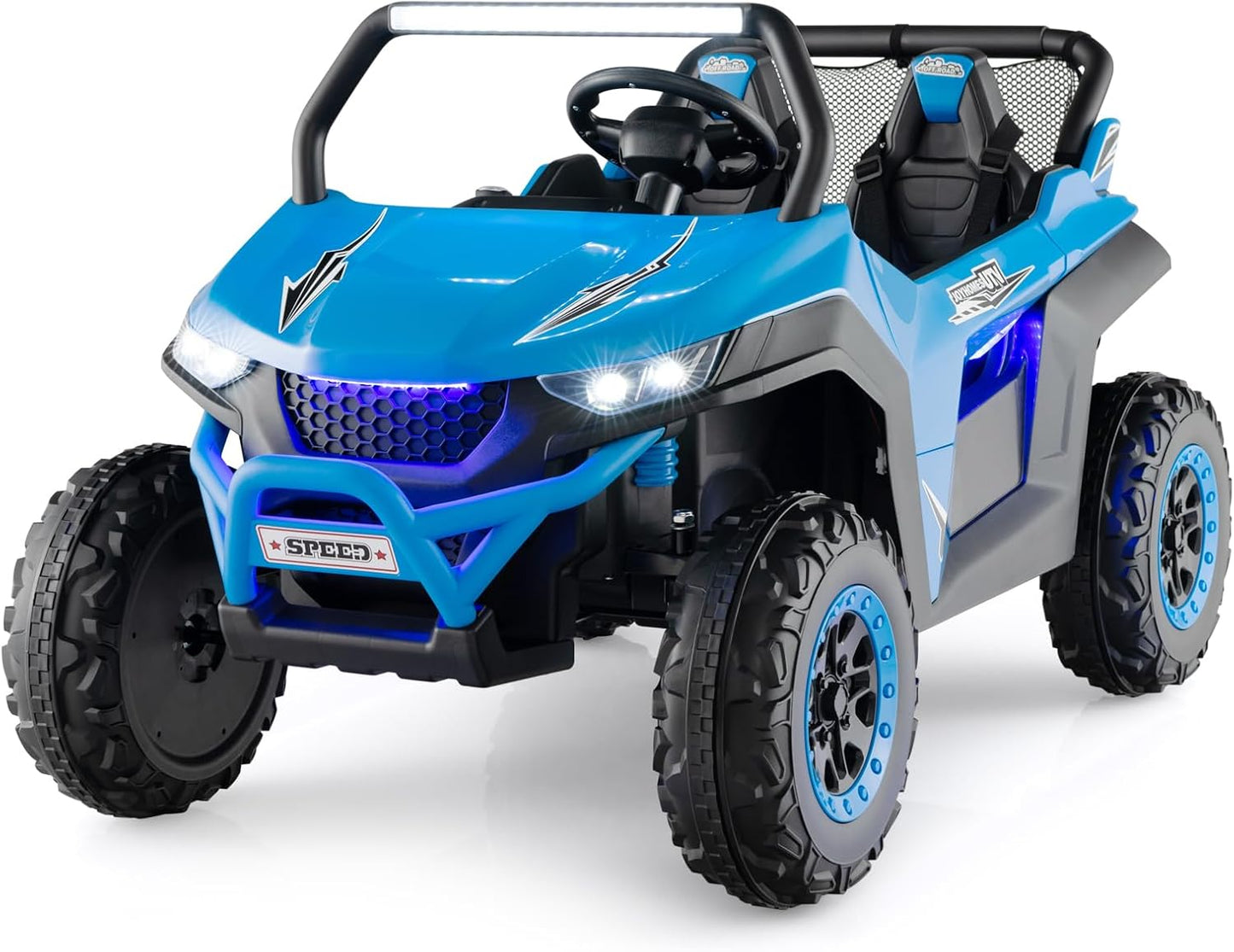 12V Kids Electric Ride On UTV, 2-Seater Battery Powered Off-road Truck with Remote Control, Bluetooth, LED Light, Music, MP3/USB/FM