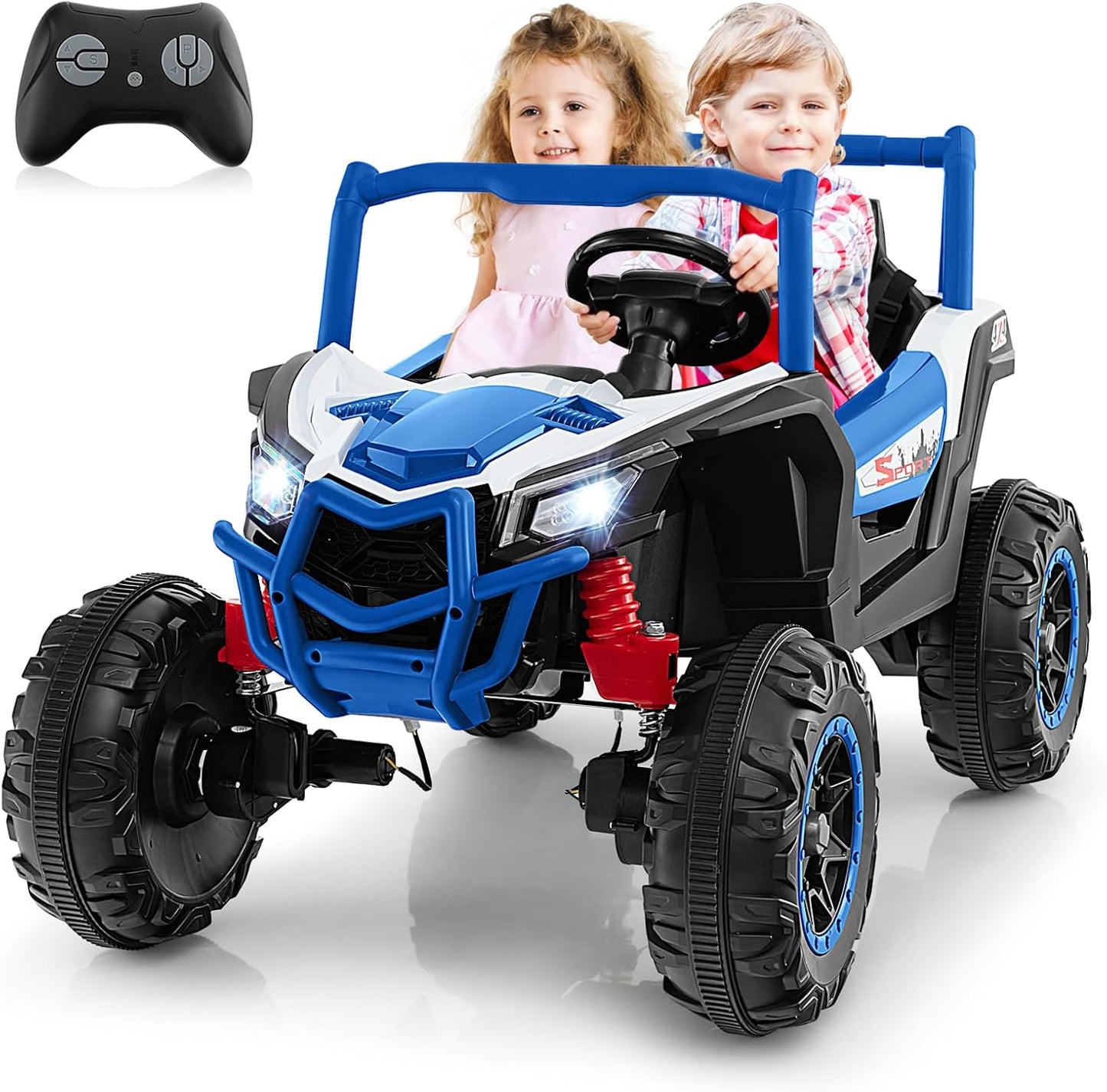 24V Kids Electric Ride on UTV, 2-Seater Battery Powered Toy Car with Remote Control, MP3, Music, Lights