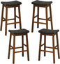 GiantexUK Saddle Stools Set of 2/4, PU Leather Woven Kitchen Counter Height Stools with Curved Seat (46x37x78cm)