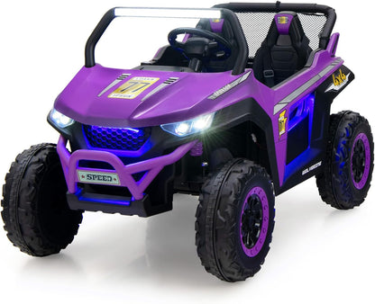 12V Kids Electric Ride On UTV, 2-Seater Battery Powered Off-road Truck with Remote Control, Bluetooth, LED Light, Music, MP3/USB/FM