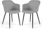 GiantexUK Dining Chairs Set of 2, Upholstered Kitchen Chairs with Backrest, Metal Legs & Non-Slip Foot Pads