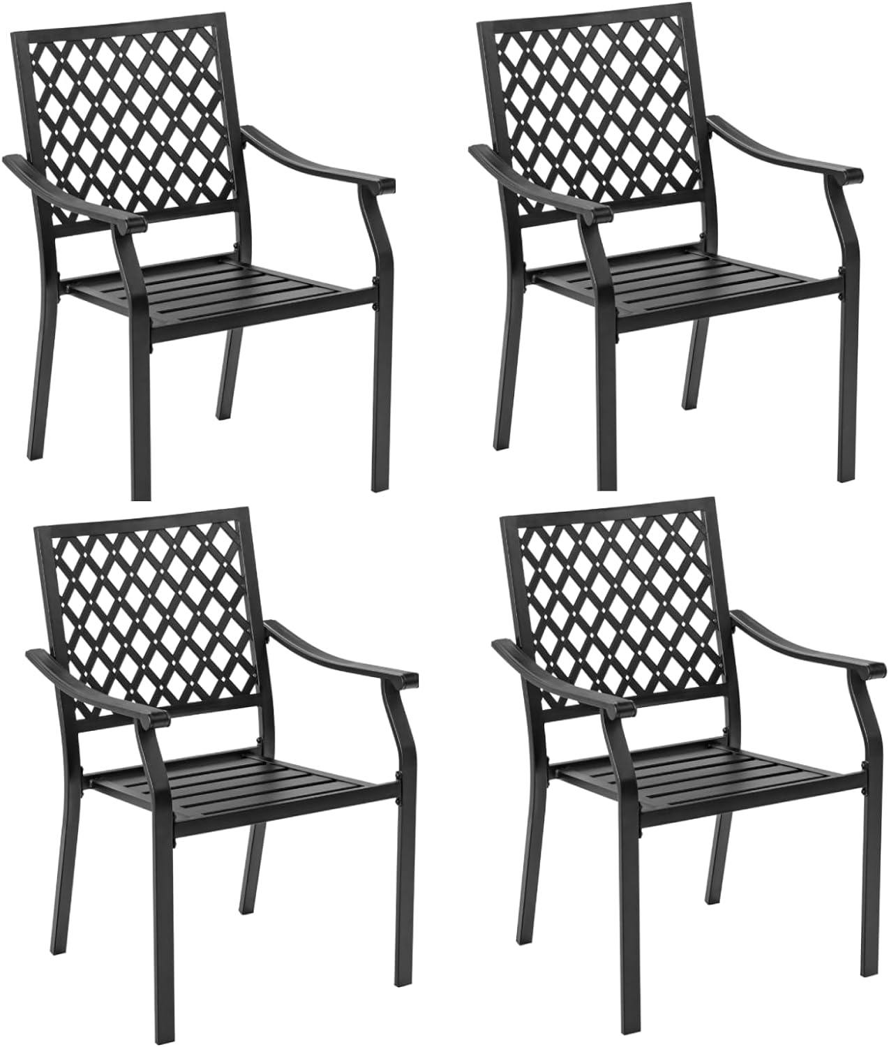 GiantexUK 5PCS Patio Dining Set, Outdoor Stackable Chair Table Set with Umbrella Hole