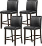 GiantexUK Bar Stools Set of 2/4, Upholstered Barstools with Padded Backrest & Footrests, Counter Height Breakfast Bar Chairs(Black)