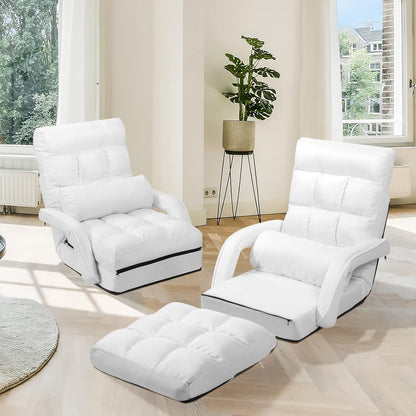 2-In-1 Folding Single Sofa Bed with Pillow, 5 Positions Adjustable Armchair Floor Sofa,