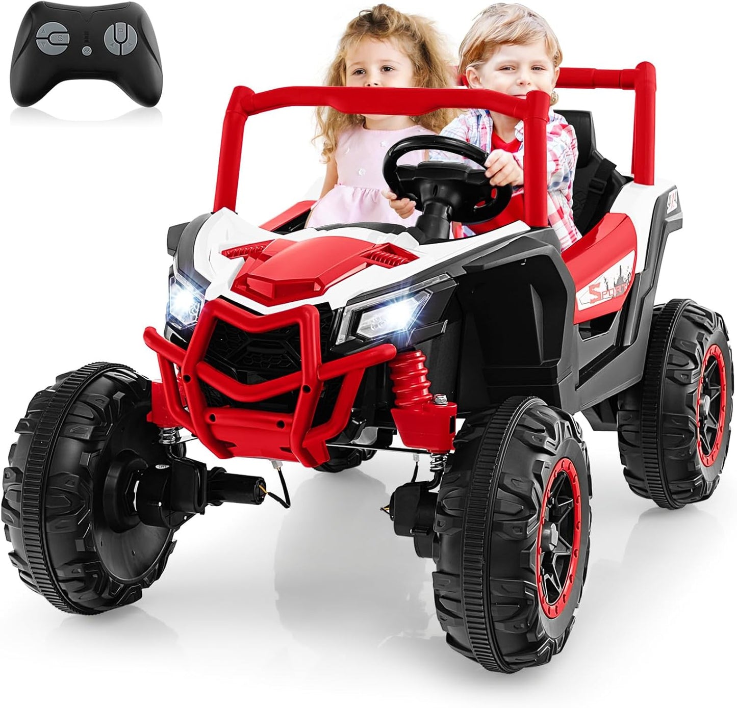 24V Kids Electric Ride on UTV, 2-Seater Battery Powered Toy Car with Remote Control, MP3, Music, Lights